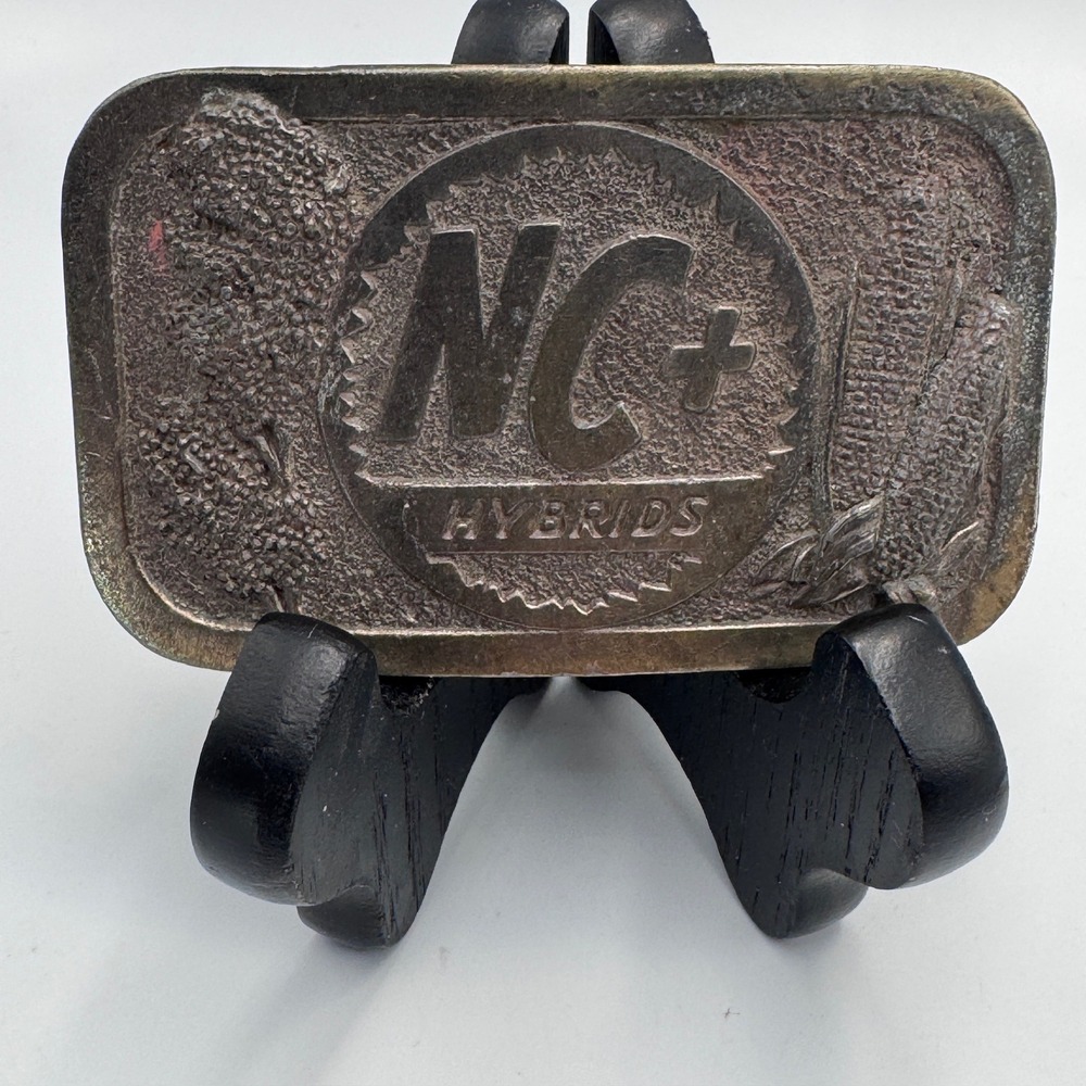 Vintage NC+ Hybrids Belt Buckle Great American Buckle Co Chicago Corn Farming